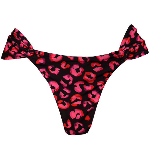 Black and Pink Jaguar Brazilian Classic Side Scrunch Bikini Bottom