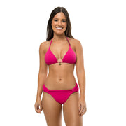 Ribbed Pink Brazilian Classic Side Scrunch Bikini Bottom