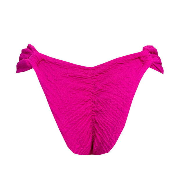 Ribbed Pink Brazilian Classic Side Scrunch Bikini Bottom