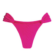 Ribbed Pink Brazilian Classic Side Scrunch Bikini Bottom