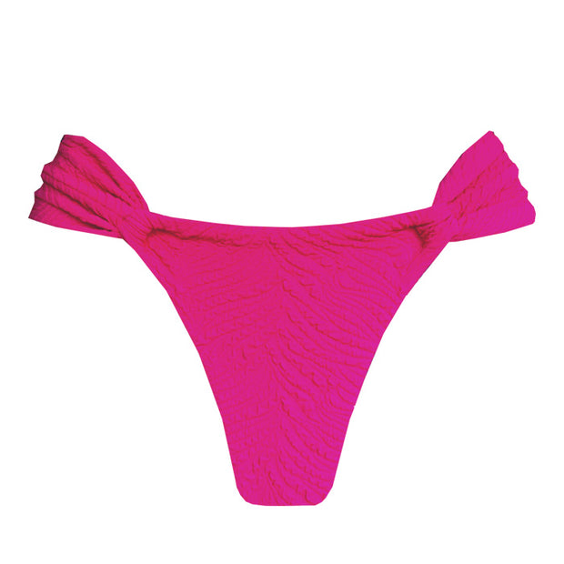Ribbed Pink Brazilian Classic Side Scrunch Bikini Bottom