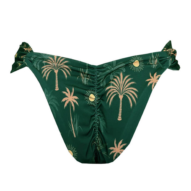 Green Tropical Solar Brazilian Classic Side Scrunch Bikini Bottom