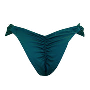 Solid Dark Green Brazilian Classic Side Scrunch Bikini Bottom