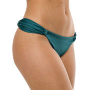 Solid Dark Green Brazilian Classic Side Scrunch Bikini Bottom