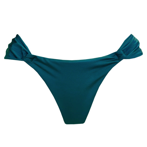 Solid Dark Green Brazilian Classic Side Scrunch Bikini Bottom