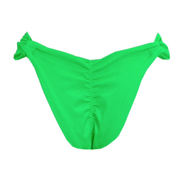 Solid Neon Green Brazilian Classic Side Scrunch Bikini Bottom