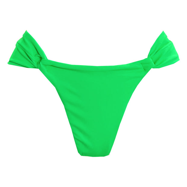 Solid Neon Green Brazilian Classic Side Scrunch Bikini Bottom