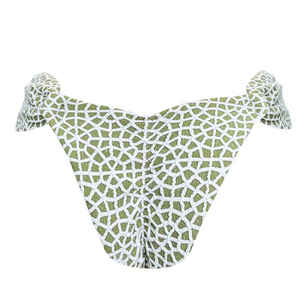 Ribbed Pistachio Green Brazilian Classic Side Scrunch Bikini Bottom