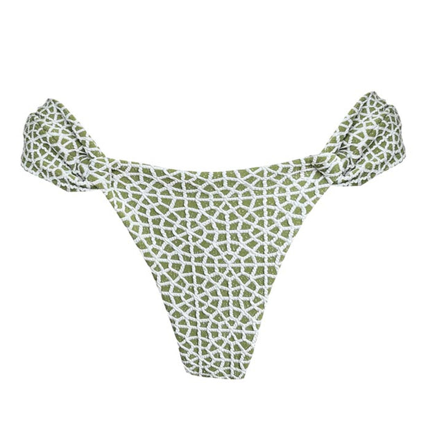 Ribbed Pistachio Green Brazilian Classic Side Scrunch Bikini Bottom