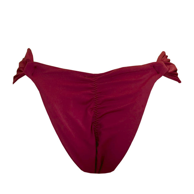Solid Cherry Red Brazilian Classic Side Scrunch Bikini Bottom