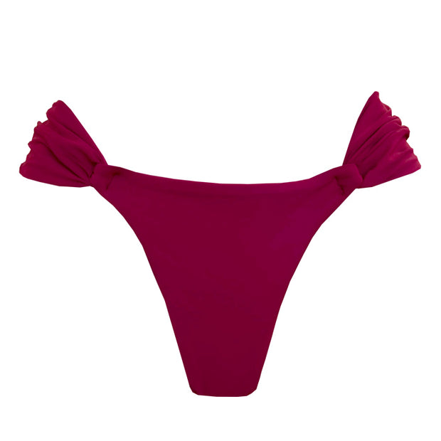 Solid Cherry Red Brazilian Classic Side Scrunch Bikini Bottom