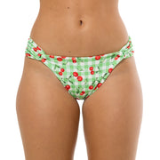 Cherry Green Checkered Brazilian Classic Side Scrunch Bikini Bottom
