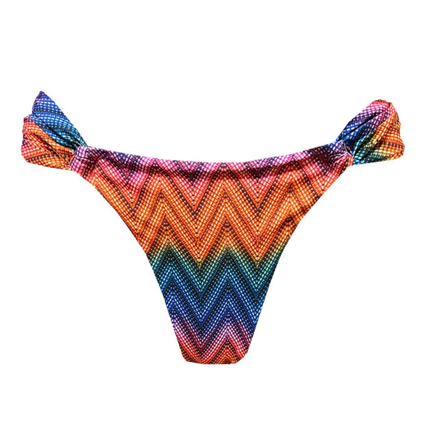 Colorful Chevron Stripes Brazilian Classic Side Scrunch Bikini Bottom