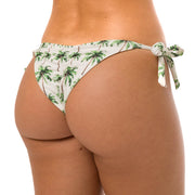 White Coconut Trees Brazilian Tie Side Scrunch Bikini Bottom