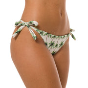 White Coconut Trees Brazilian Tie Side Scrunch Bikini Bottom