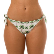 White Coconut Trees Brazilian Tie Side Scrunch Bikini Bottom