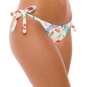 White Summer Holidays Brazilian Tie Side Scrunch Bikini Bottom