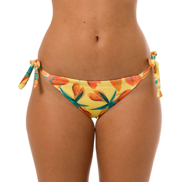 Yellow Spring Brazilian Tie Side Scrunch Bikini Bottom