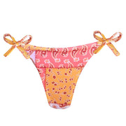 Orange Paisley Brazilian Tie Side Scrunch Bikini Bottom