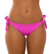 Solid Pink Magenta Brazilian Tie Side Scrunch Bikini Bottom