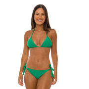 Solid Green Brazilian Tie Side Scrunch Bikini Bottom