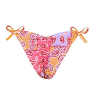 Orange Paisley Brazilian Tie Side Scrunch Bikini Bottom