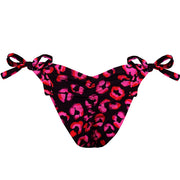 Black and Pink Jaguar Brazilian Tie Side Scrunch Bikini Bottom