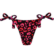 Black and Pink Jaguar Brazilian Tie Side Scrunch Bikini Bottom