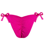 Ribbed Pink Brazilian Tie Side Scrunch Bikini Bottom