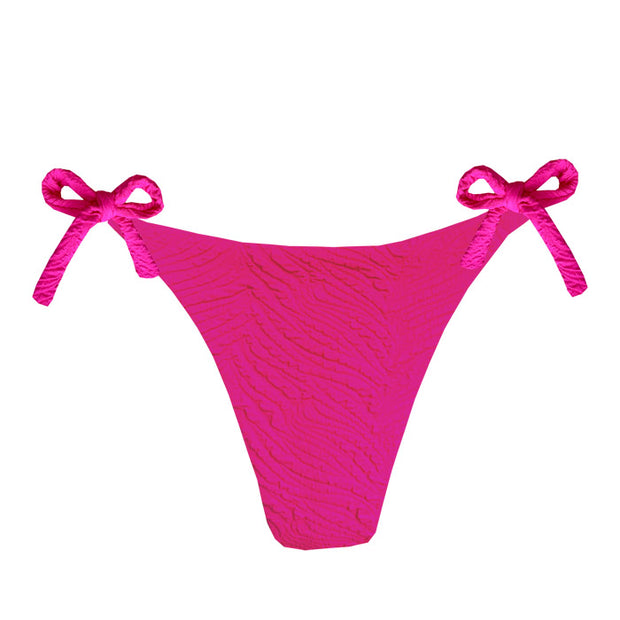 Ribbed Pink Brazilian Tie Side Scrunch Bikini Bottom