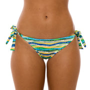 Brazil Colors Print Brazilian Tie Side Scrunch Bikini Bottom
