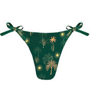Green Tropical Solar Brazilian Tie Side Scrunch Bikini Bottom