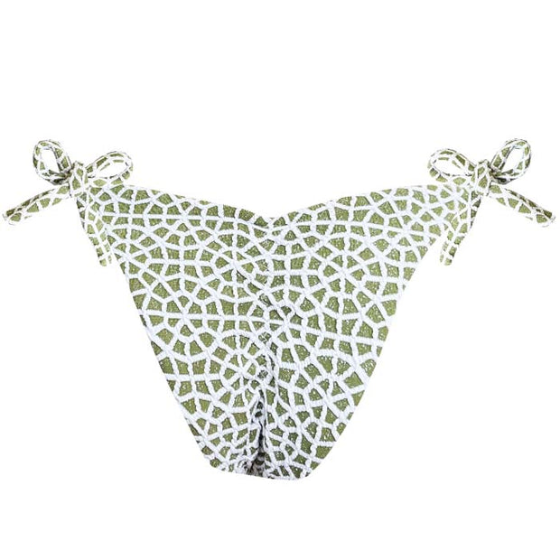 Ribbed Pistachio Green Brazilian Tie Side Scrunch Bikini Bottom
