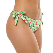 Cherry Green Checkered Brazilian Tie Side Scrunch Bikini Bottom