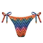 Colorful Chevron Stripes Brazilian Tie Side Scrunch Bikini Bottom