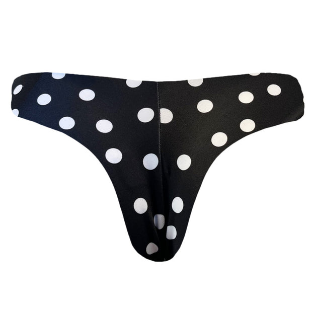 Black White Polka Dots Classic Side Scrunch Bikini Bottom