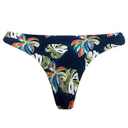 Watercolor Blue Leaves Brazilian Classic Thong Bikini Bottom