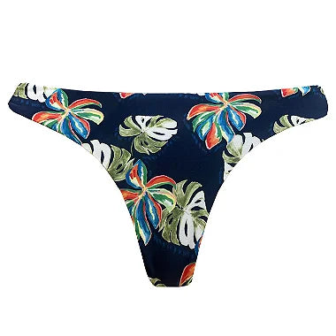 Watercolor Blue Leaves Brazilian Classic Thong Bikini Bottom