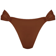 Solid Brown Brazilian Classic Side Scrunch Bikini Bottom