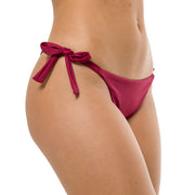 Solid Cherry Red Brazilian Tie Side Scrunch Bikini Bottom