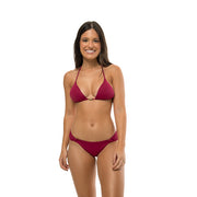 Solid Cherry Red Brazilian Classic Side Scrunch Bikini Bottom