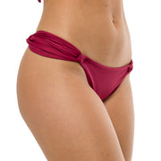 Solid Cherry Red Brazilian Classic Side Scrunch Bikini Bottom