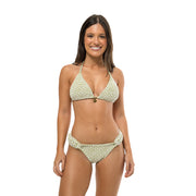 Ribbed Pistachio Green Brazilian Classic Side Scrunch Bikini Bottom