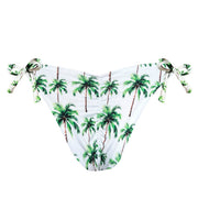 White Coconut Trees Brazilian Tie Side Scrunch Bikini Bottom
