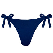 Glowy Solid Navy Blue Brazilian Tie Side Scrunch Bikini Bottom