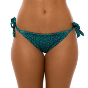 Blue and Green Jaguar Brazilian Tie Side Scrunch Bikini Bottom