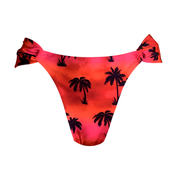 Red Tie Dye Coconut Trees Brazilian Classic Side Scrunch Bikini Bottom