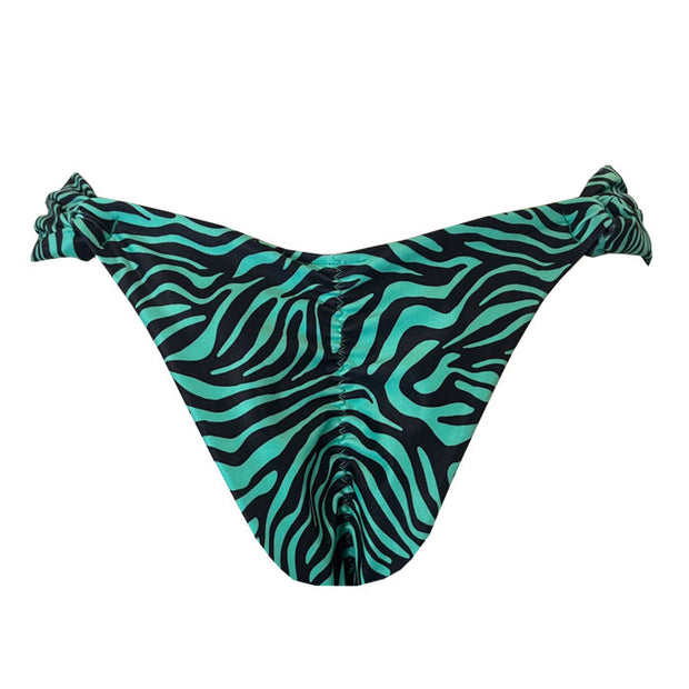 Green Zebra Brazilian Classic Side Scrunch Bikini Bottom