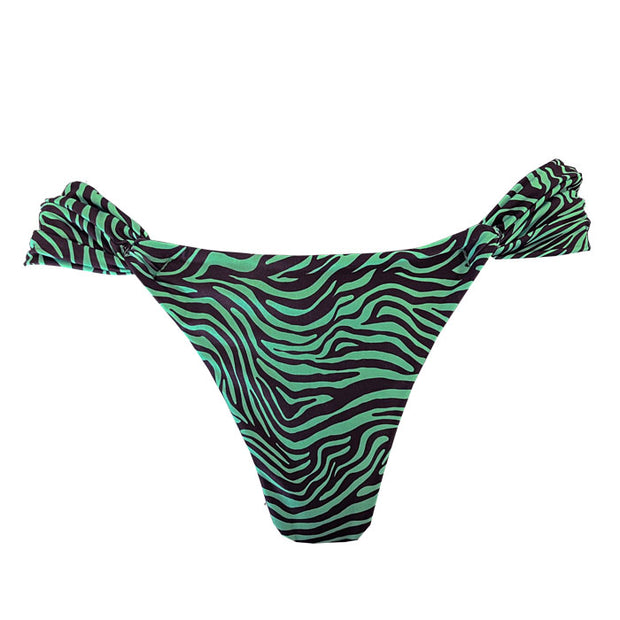 Green Zebra Brazilian Classic Side Scrunch Bikini Bottom