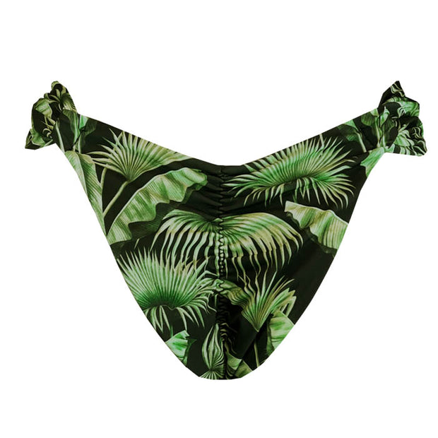 Green Foliage Brazilian Classic Side Scrunch Bikini Bottom
